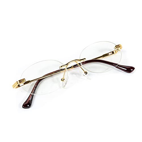 Street Knitted Oval Clear Tint Gold Frame Lens Retro Rimless Round Vintage Men'S Hip Hop Glasses thumb #3