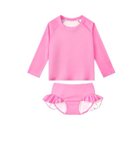 Image of Girls Rash Guard Bathing Suits Kids Swimsuits Long Sleeve Swimwear 3-8 Years
