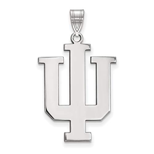 Indiana University Hoosiers IU Trident Logo Pendant in Sterling Silver 27x21mm