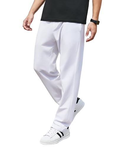 Arjen Kroos Pantalon Chandal Hombre Algodón con Cremallera Bolsillos Pantalones Hombre Pierna Ancha Cintura Elástica Ajustable para Ocio y Trotar, M