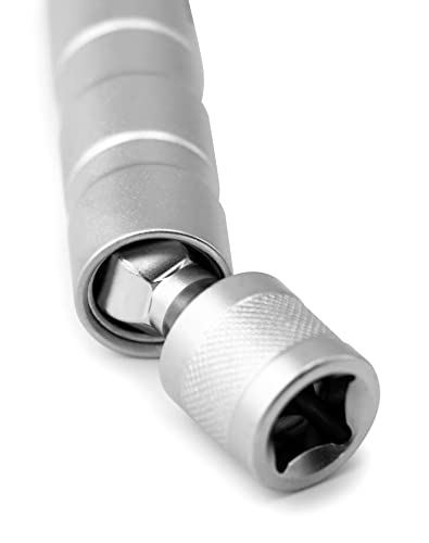 Image of QWORK 14mm&16mm Magnetic Swivel Spark Plug Socket, Thin Wall Magnetic Rotating 3 /8 inch Drive 12 Point Standard Spark Plug Socket Removal Tool 360-degree Rotation for Maximum Flexibility