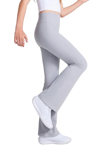 Girls Athletic Leggings Kids High Waist Yoga Pants No See-Through Workout Running Leggings