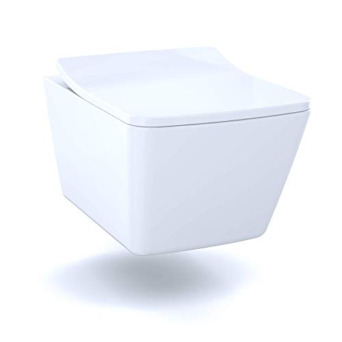 TOTO CT449CFG#01 SP Wall-Hung Contemporary Square-Shape Dual Flush 1.28 and 0.9 GPF Toilet with CEFIONTECT-CT449CFG, Cotton White