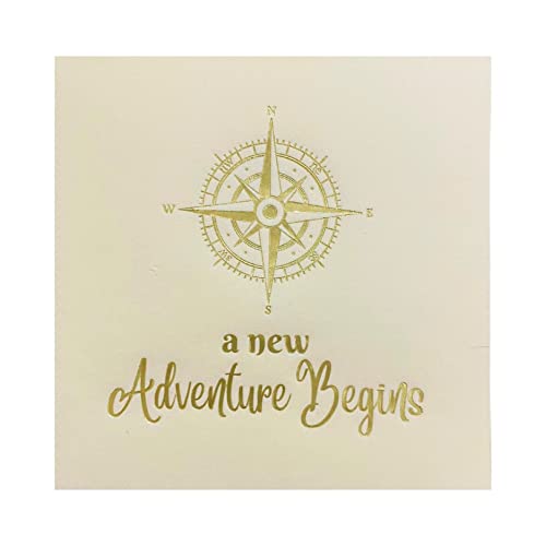 Paper Frenzy A New Adventure Begins Foil Stamped Cocktail Napkins - 25 pack, gold