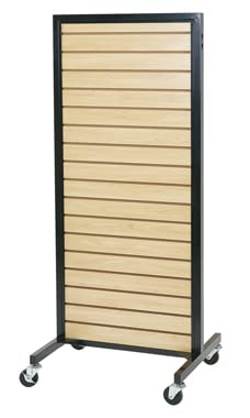 SSWBasics Maple Metal Framed Rolling Slatwall Merchandiser- Retail Slatwall Merchandiser Stand - Durable Slatwall Display for Retail Stores -