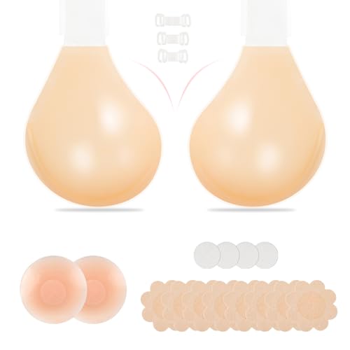 Sticky Bra for Large Breasts – Ultimate Push Up Bra with Disposable Patches, Reusable & Adhesive No-Show Sticky Boobs (US, Cup Band, DDD, Gathering Style)