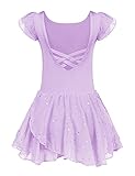 Arshiner Mädchen Ballettkleidung Ballettkleid für Kinder Kurzarm Balletttrikot Rundkragen Tanzkleid Tanzbody mit Rock Tütü Tanzkleidung
