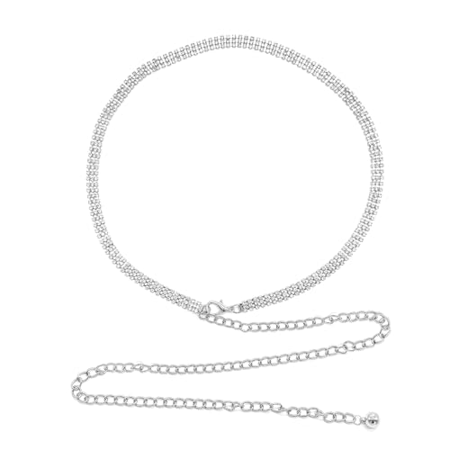 BUOKSLLY Glitter Belt Rhinestone Chain Belt Women's Golden & Silver Crystal Belt for Evening Dress, Chain Belt, Golden Belt, Evening Dress Women's Long Glitter, Wide Belt