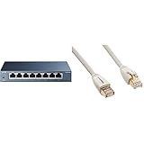 TP-Link TL-SG108 Switch Ethernet Gigabit 8 Ports Metallique 10/100/1000 Mbps (Vitesse jusqu'à 2000Mbps) - Garantie à Vie & Amazon Basics Câble réseau Ethernet RJ45 catégorie 7-7,6 mètres