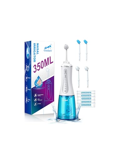 Image of 350ML Nasal Irrigation System, Neti Pot Sinus Rinse Kit | 5 Modes, 4 Nozzles, Cordless Rechargeable, IPX7 Waterproof, Nose Cleaner for Sinus Relief