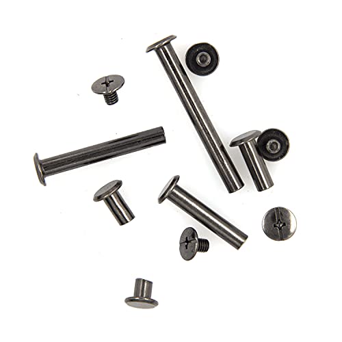 Alloypro 120 Pcs (60 Pair) M5 x 6/10/15/25/35/45 Black Phillips Chicago Screws Binding Screw Posts,Scrapbook Photo Albums Binding Screws Assorted Kit 6 Sizes for Leather Saddles Purses Belt Repair - Thumbnail 4