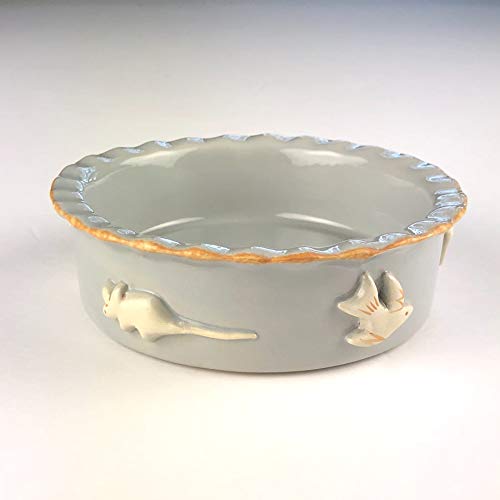 Carmel Ceramica Pcbf3006 French Grey Cat Food/Water Bowl #TOP6