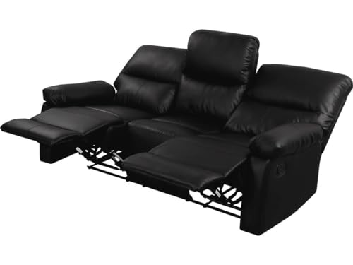 Canapé Relax 3 Places Lincoln Noir PVC - Gecodis
