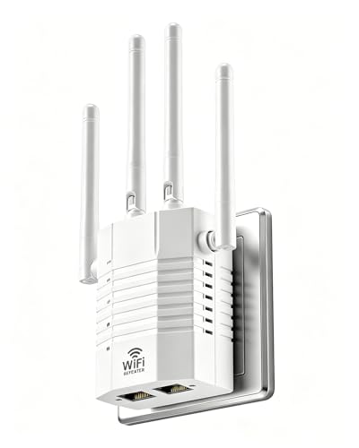 Image of Whole Home WiFi Extender with 4 Rotatable Antennas & Ethernet Port, Dual Band 5GHz /2.4GHz WiFi Extender Signal Booster, WiFi Booster for 105 Devices