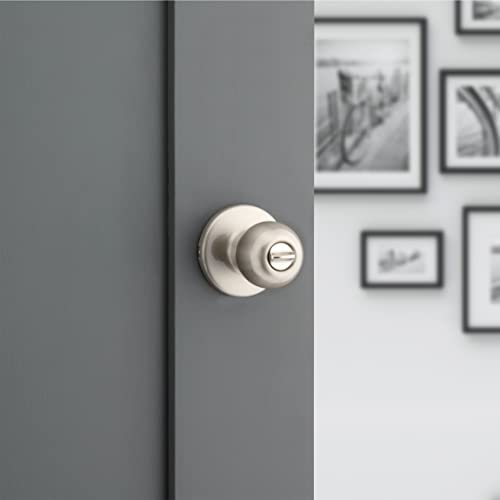 Kwikset Polo Interior Privacy Door Knob with Lock, Door Handle For Bathroom and Bedroom, Satin Nickel Keyless Turn Lock Doorknob, with Microban Protection - image 4