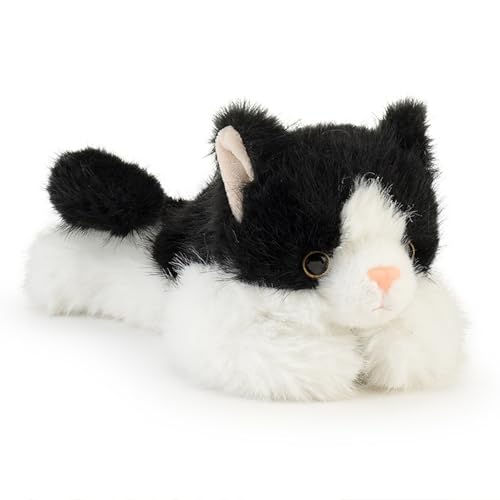 ZenithAura Chaton Couverture Moelleuse Doux Peluche Animal Petit Peluche Animal Cadeau pour Enfants Noir Blanc