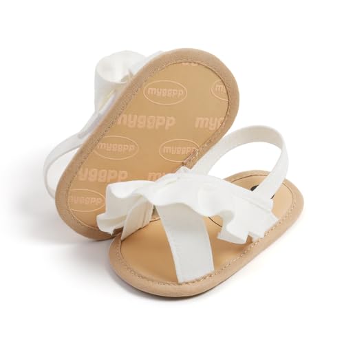 Image of HsdsBebe Baby Girls Sandals Bohemia Flower Bow Soft Sole Toddler First Walkers Beach Summer Shoes
