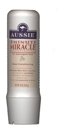 Aussie 3 Minute Miracle Reconstructor For Damaged Hair Deep Conditioning 8 oz (Pack of 2) (Packaging may Vary)