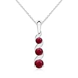 Angara Natural 0.72 Ct Ruby Three Stone Pendant Necklace for Women in Sterling Silver (Grade-A |...
