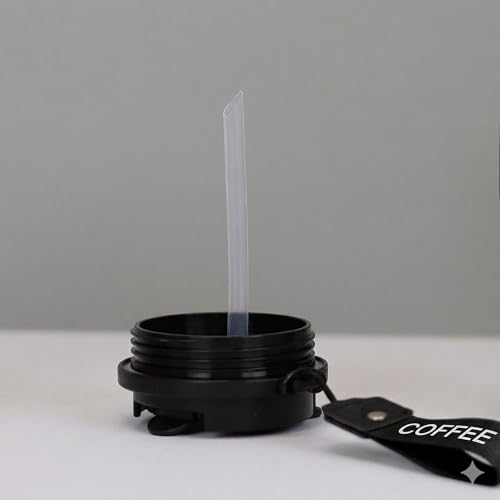 Image of Travel Coffee Tumbler with Lanyard - Insulated Stainless Steel Mug, Leak-Proof, Keeps Hot 6H & Cold 8H - Black, 400 ML