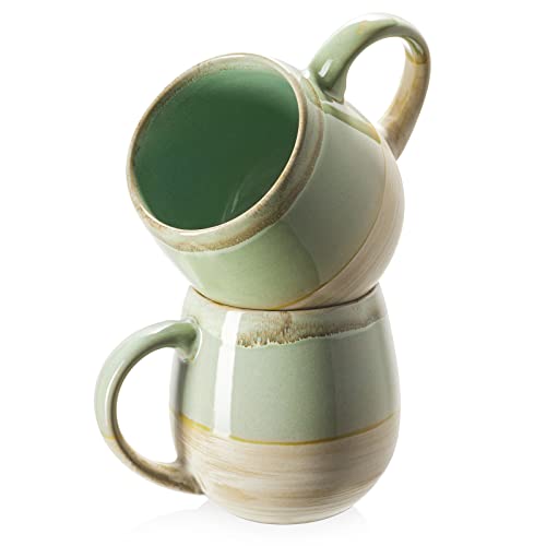 LIFVER Caneca de caf&eacute; grande de cer&acirc;mica de 595 g, conjunto de 2 canecas de caf&eacute; de gr&eacute;s,...
