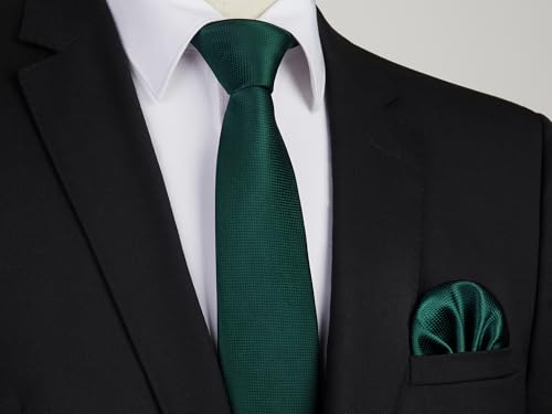 Image of HISDERN Ties for Men Solid Tie Handkerchief Set Classic Woven Silk Business Polka Dot Mens Ties Necktie Wedding Party
