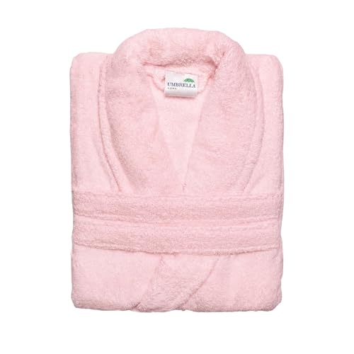 Umbrella Outdoors Premium Cotton Terry Toweling Bathrobe - Unisex Spa & Hotel Quality Gown Extra Soft & Absorbent Thick Towel Bathrobes for Men & Women Towel (UK Alpha M Regular Regular Pink)