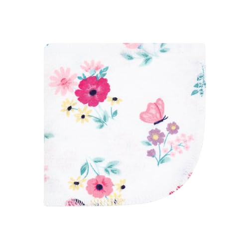 Image of Hudson Baby Unisex Baby Flannel Cotton Poly Washcloths, Butterfly Floral 10 Pack, One Size