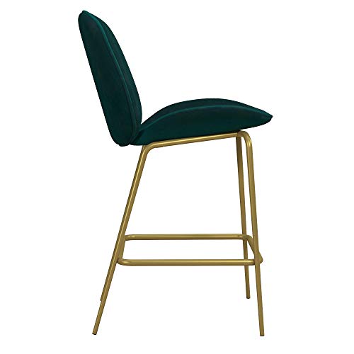 Cosmoliving By Cosmopolitan Astor Upholstered Counter Stool Green Velvet With Brass Metal Leg #TOP3