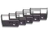 vhbw 5x Cinta de color de escritura compatible con Sanyo Cash-Register-Printer ECR 445, ECR 425 impresora de matriz o de tickets - negro