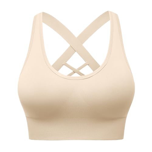 Image of Sports Bras for Women High Support, Multipack Padded Supportive Criss Cross Back Wireless Running Yoga Workout Bra