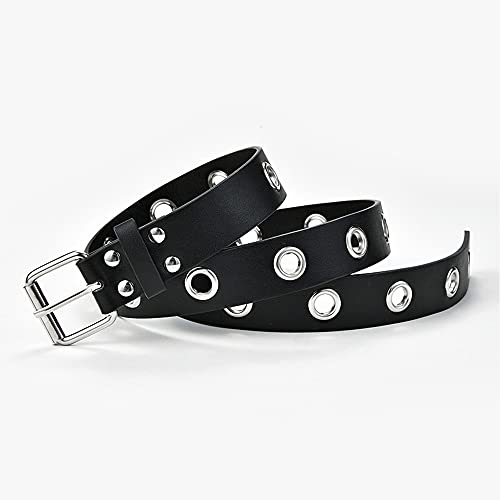 Familyhouse Punk Pu Leather Belt Women Studded Eyelet Grommet Belt for Jeans Dresses Ladies Waist Belts3