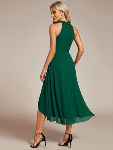 Image of Ever-Pretty Women's Halter Chiffon Midi Cocktail Wedding Guest Dress