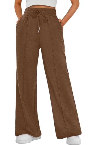 CheChury Pantalon Chandal Mujer Anchos Pantalon Deporte de Jogger Pantalones Elásticos de Cintura Alta Cordón y Bolsillos Suaves Ligeros Pantalón de Yoga Pantalones de Entrenar Moda Streetwear