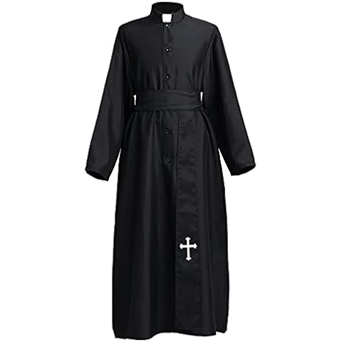 COSDREAMER Clergy Robe Preacher Cassock Mens Praise Worship Robe black(M) Cover