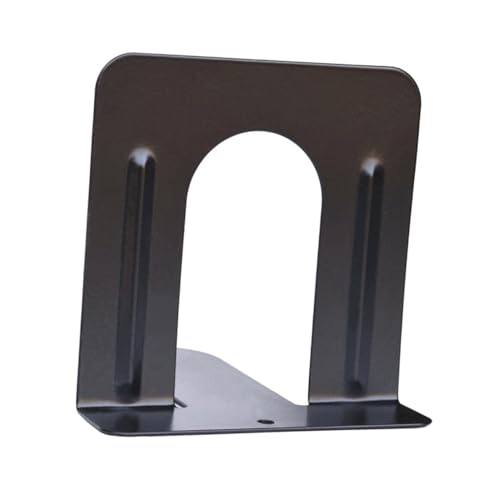 WOONEKY 2 Pares Sujetalibros Metálicos Resistentes para Estanterías y Escritorio Antideslizantes y Duraderos Soporte para Libros Archivos y Revistas Oficina Hogar y Biblioteca de Negros