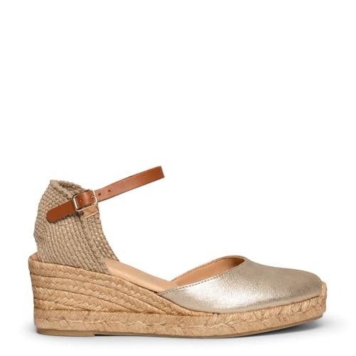 Espadrilles à Talon compensé en Cuir Altea, Doré EU...