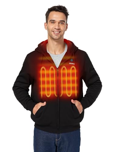 ORORO [Upgraded] 4-Zone Heated Hoodie with Heated Collar, Fleece Full-Zip Heated Sweatshirt Hoodie...