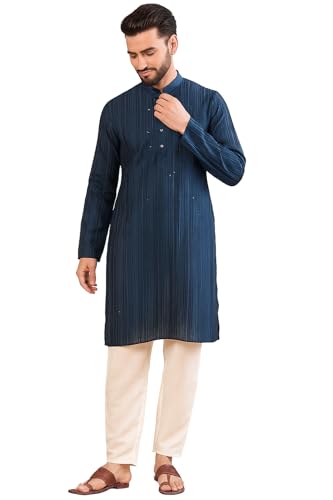 Image of Amazon Brand - Tavasya Men Linen Traditonal Regular Kurta