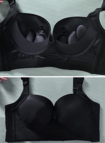 Cahl&Fauo Longline Push Up Bra For Women Seamless Padded Underwire Adjustable Full Back Coverage Bustier Bras Black 38A #TOP4