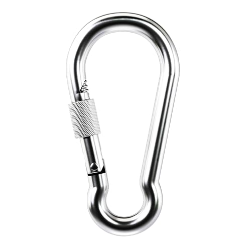 KINLINK 1 Pack Screw Locking Carabiner - 4.00 inch Heavy Duty Carabiner Clips, 304 Stainless Steel...