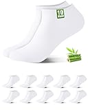 Effeet 10 Pares Calcetines Tobilleros Hombre Mujer De Bamb&uacute; &ndash; Calcetines Cortos Hombre Verano, Absorci&oacute;n Humedad, Ultra Suaves, Transpirables, Anti-Sudor, Blanco, 43-46