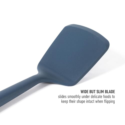 Image of Calphalon Edge Silicone Turner, Flexible Silicone Cooking Spatula with Reinforced Core, Heat-Resistant Nonstick-Safe Turner for Flipping & Cooking, Navy