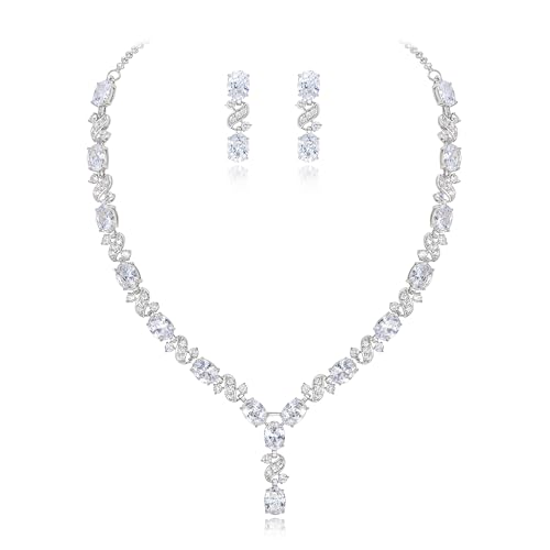 Clearine Parure Délicat Femme Forme-Y Bijoux Mariage Élégant Collier Boucles d'Oreilles Pendant...
