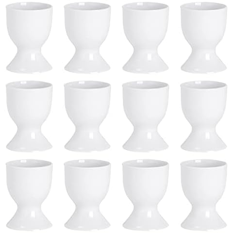12x Classic White Porcelain Egg Cups Cover
