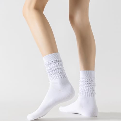 Image of Flydo Slouchy Socks for Women White Scrunch Slouch Boot Sock