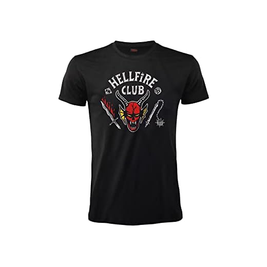 Fashion UK Camiseta Stranger Things Hellfire Club Logo Negro Unisex, Negro , M