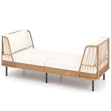 Tangkula Patio Rattan Daybed Boho