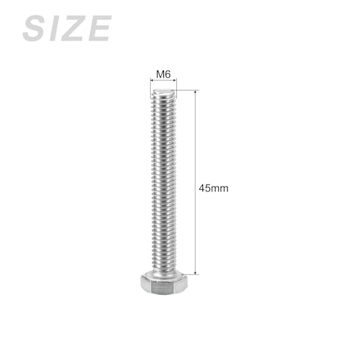 Image of METALLIXITY Hex Head Screws Bolts, Nuts, Flat & Lock Washers Kits (M6-1x45mm) 10 Set, Stainless Steel Fully Threaded Machine Screws Bolt Set - for Home Appliance Equipment