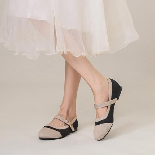 UFEDO Women's Ballet Flats Fishnet Ballerina Flats Wide Width Mary Jane4